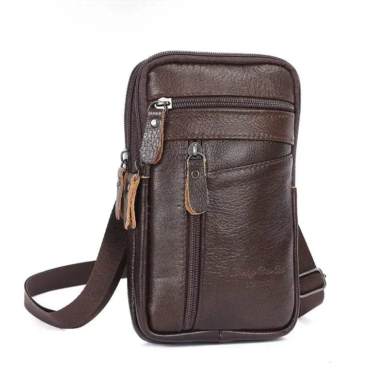 Marron Mini sacoche homme cuir