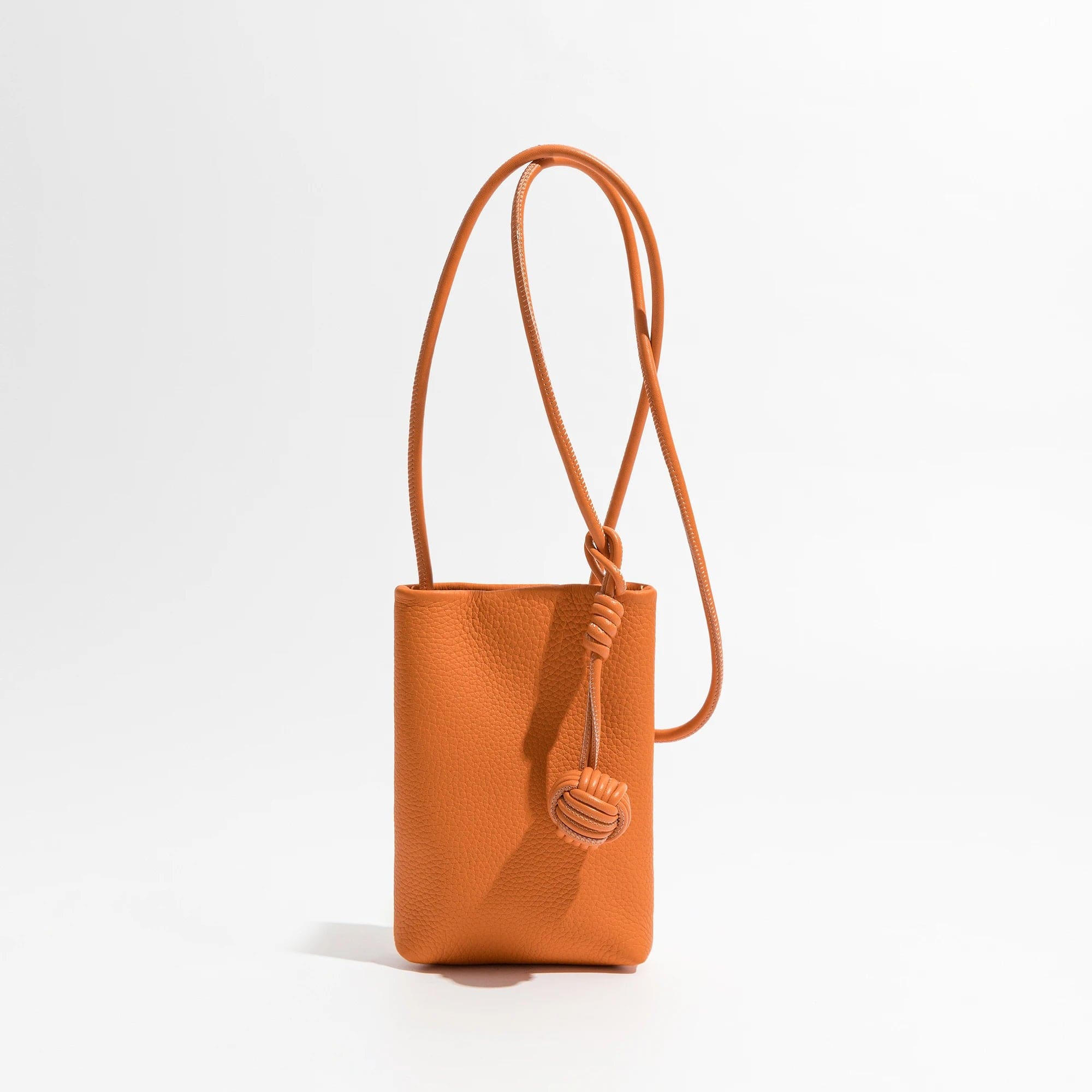 Orange Petite sacoche femme design en cuir