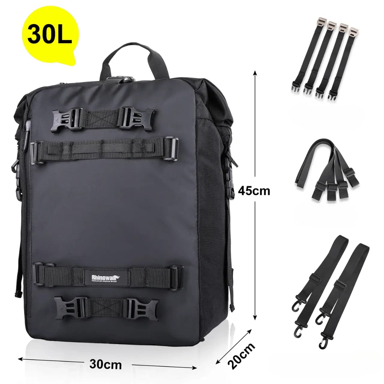 Noir / 30L Sacoche de siège arrière de moto multi usage